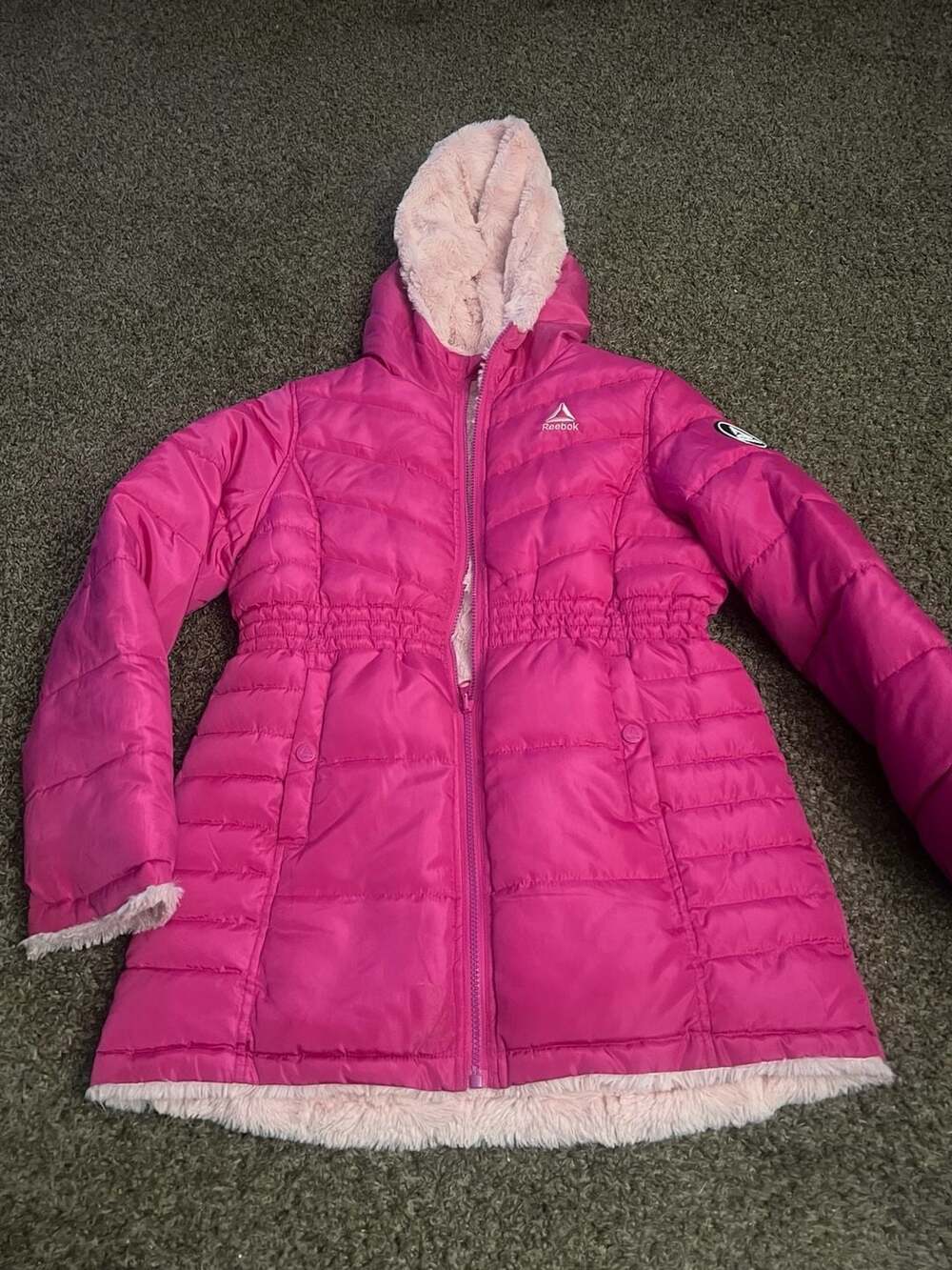 Reebok Girls Pink Quilted Nylon Puffer Jacket Size 6